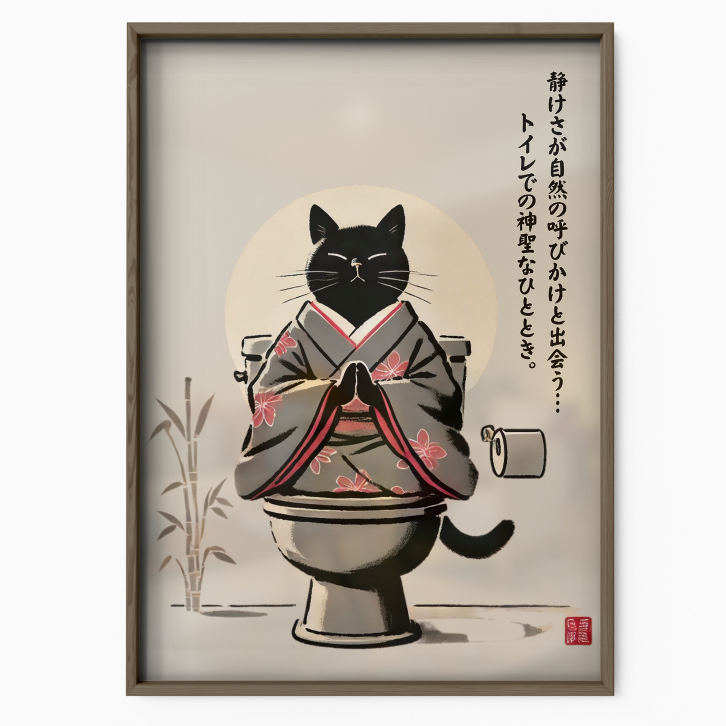 Zen Cat Kimono Red