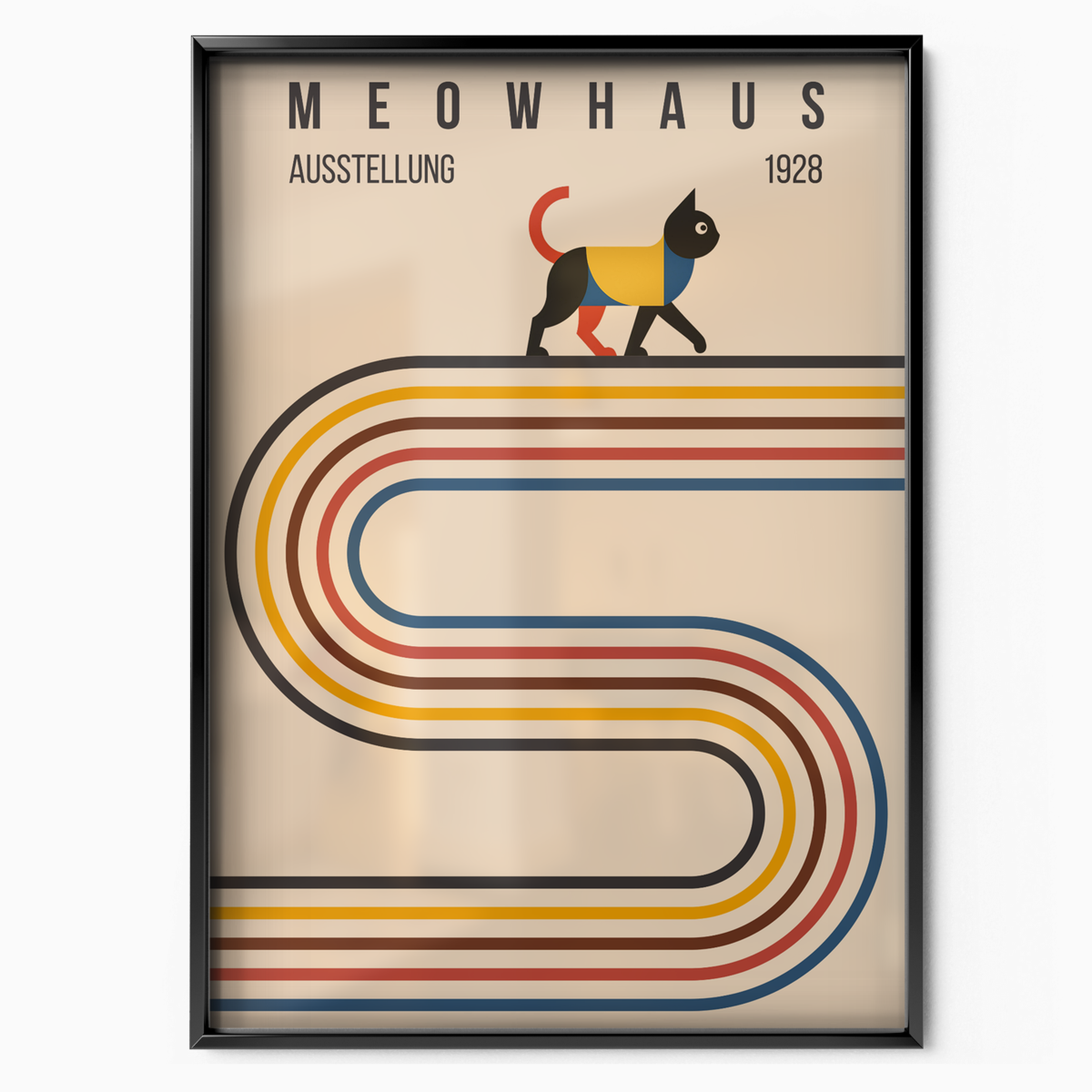 Bauhaus Cat Retro Stripes
