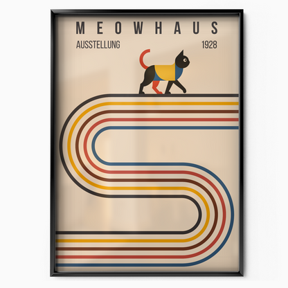 Bauhaus Cat Retro Stripes