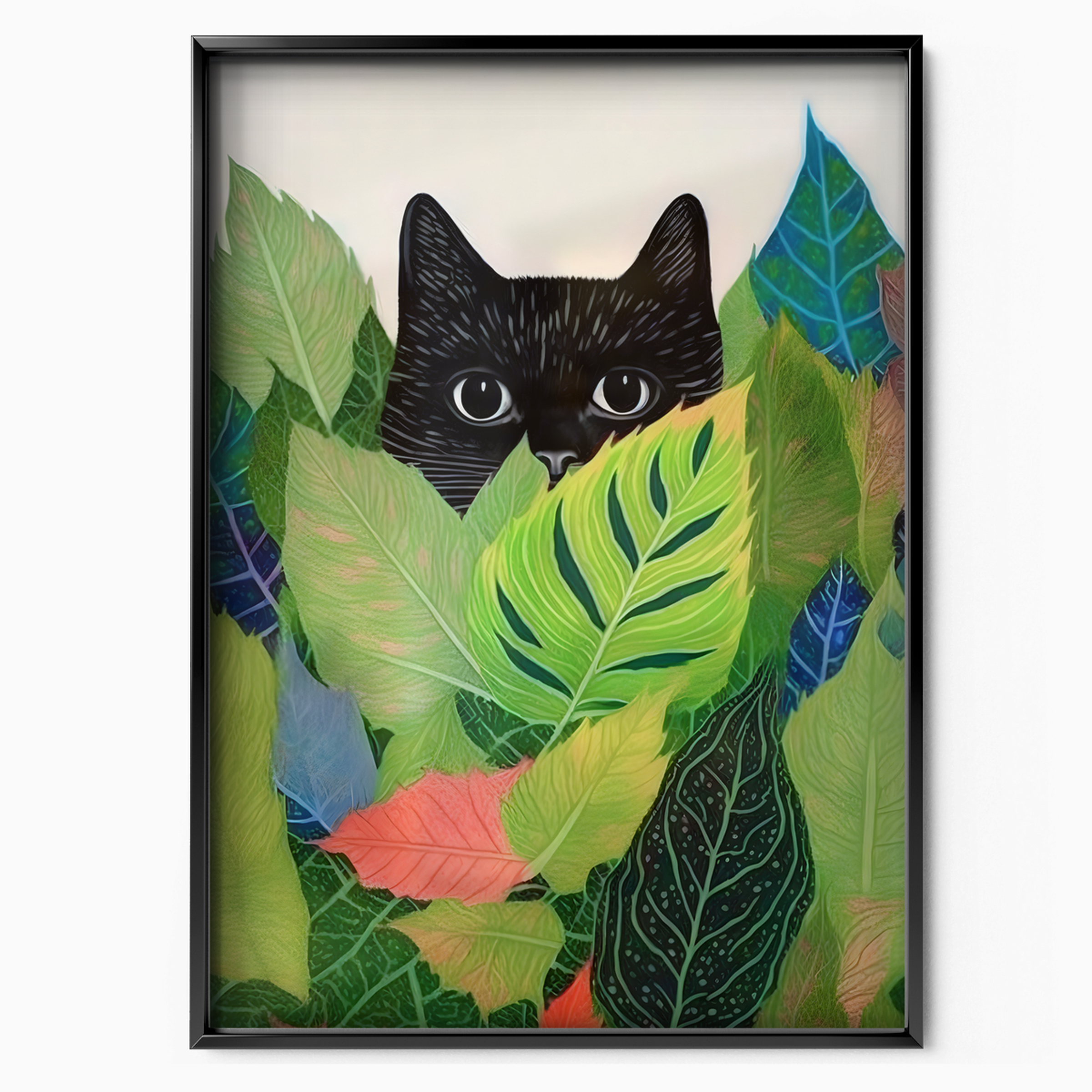 Cat Hiding In Leaves
