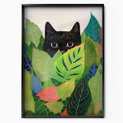 Cat Hiding In Leaves