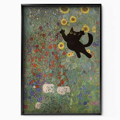 Cat Jump X Klimt Farm Garden With Sunflowers