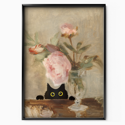 Cat Manet Vase Roses