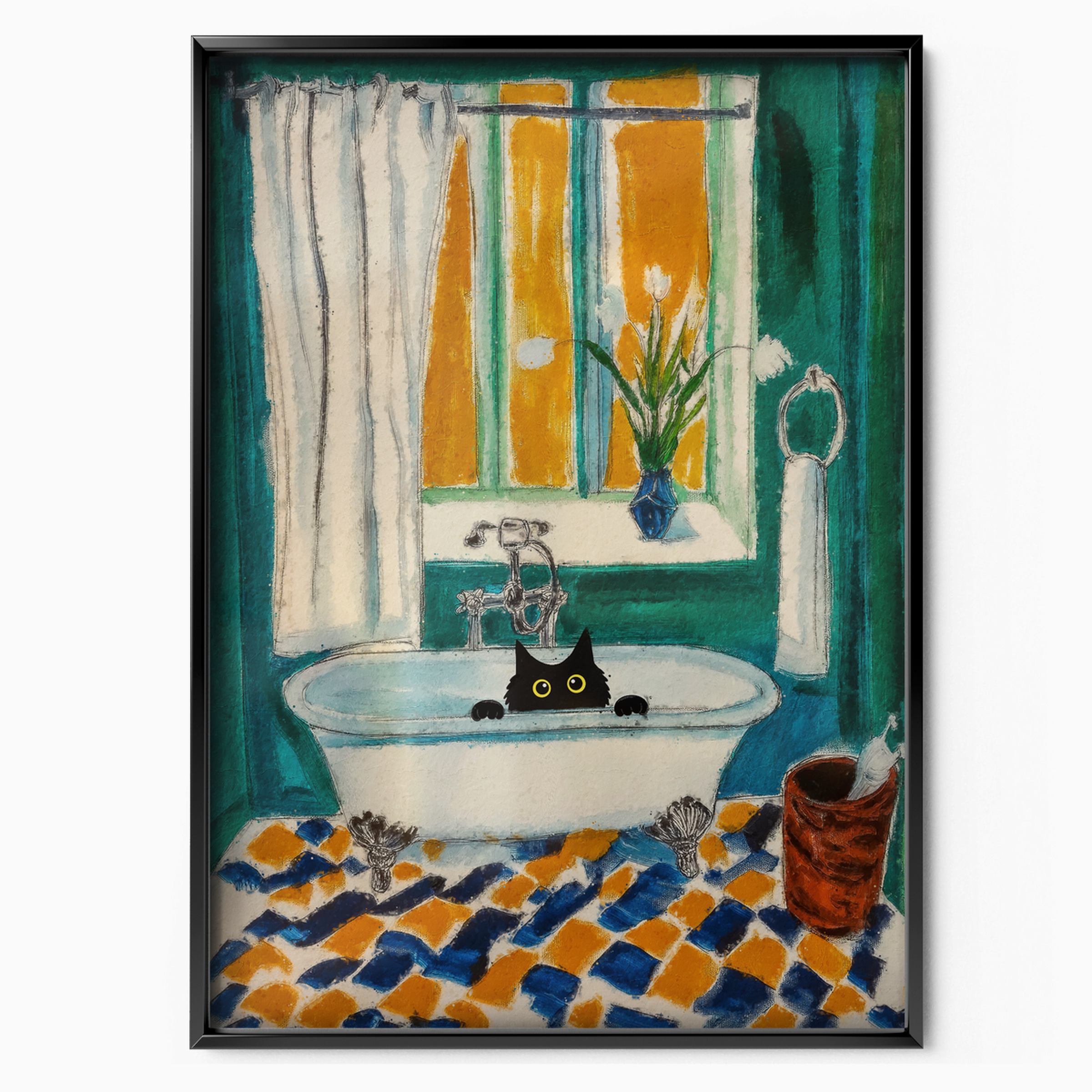 Cat Retro French Bathroom