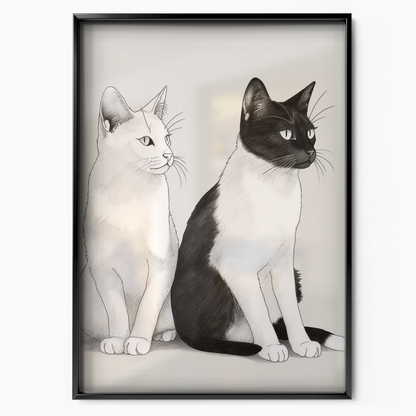 Cats Black White Duo