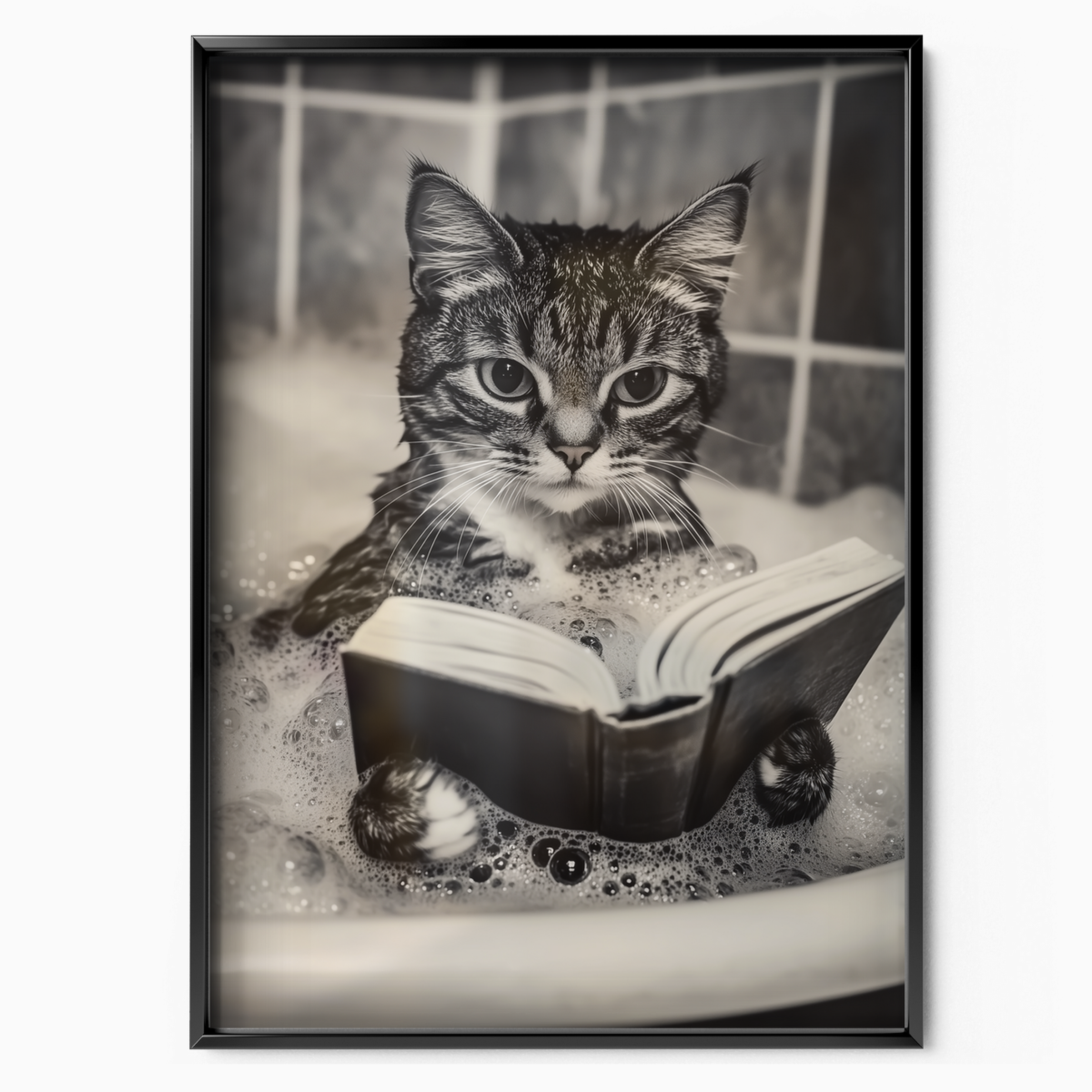 Cozy Cat Bathtub Reading