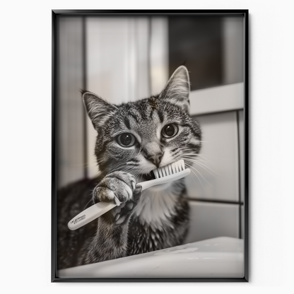 Cozy Cat Toothbrush Time
