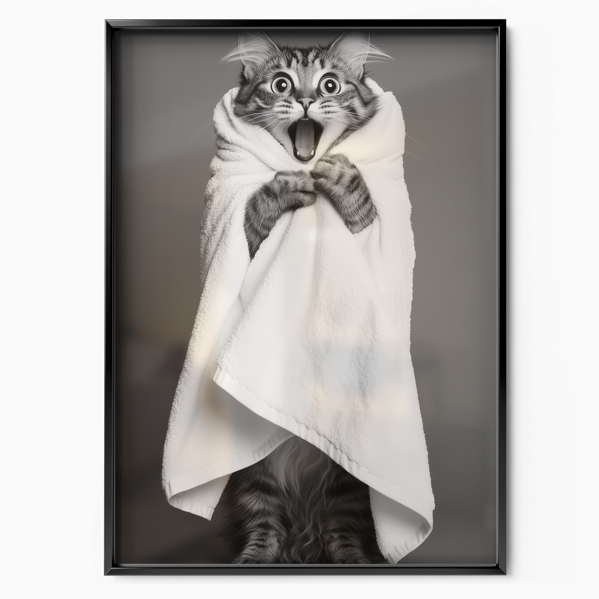 Cozy Cat Wrapped In Towel