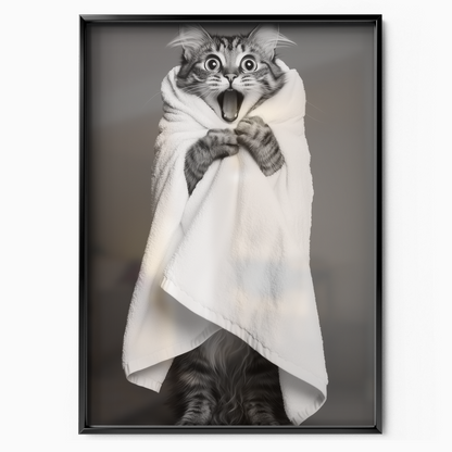 Cozy Cat Wrapped In Towel
