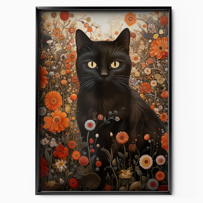 Enchanted Cat In Orange Garden