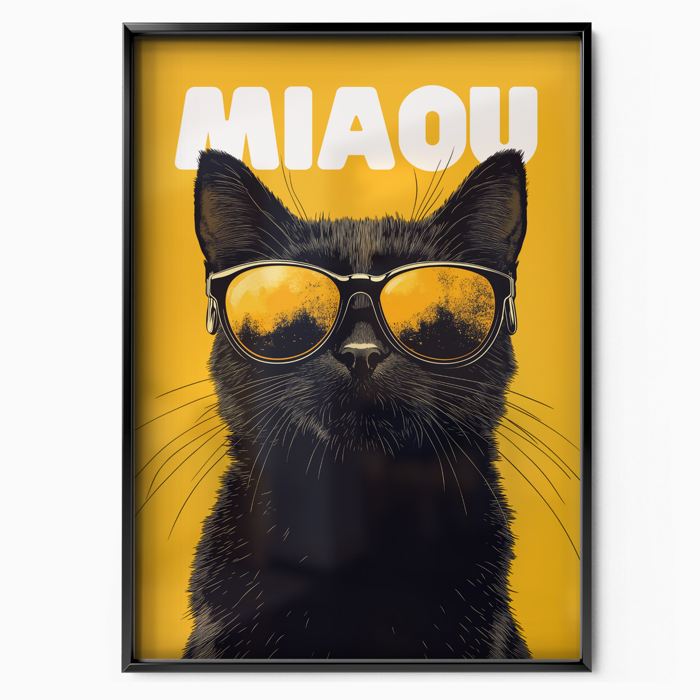 Groovy Black Cat Yellow Miaou
