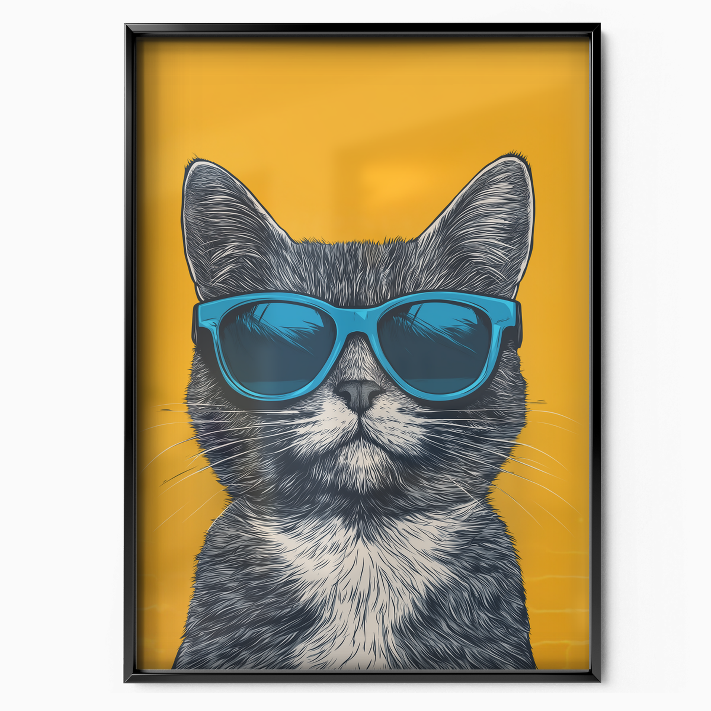 Groovy Cat Blue Glass