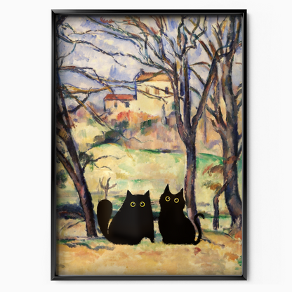Two Cats In Cezanne Landscape