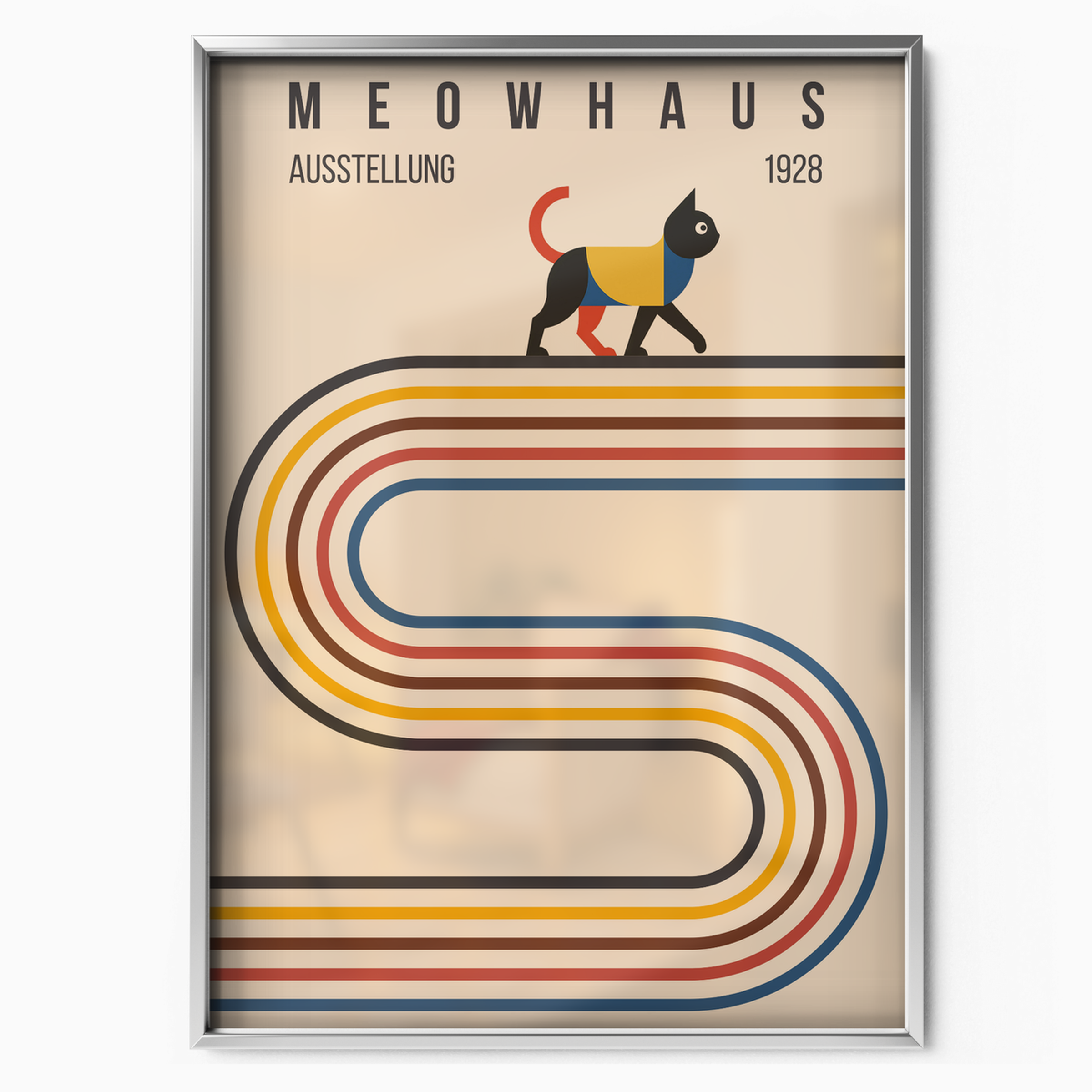 Bauhaus Cat Retro Stripes