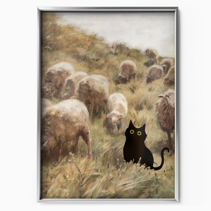 Cat Among Courbet Sheep