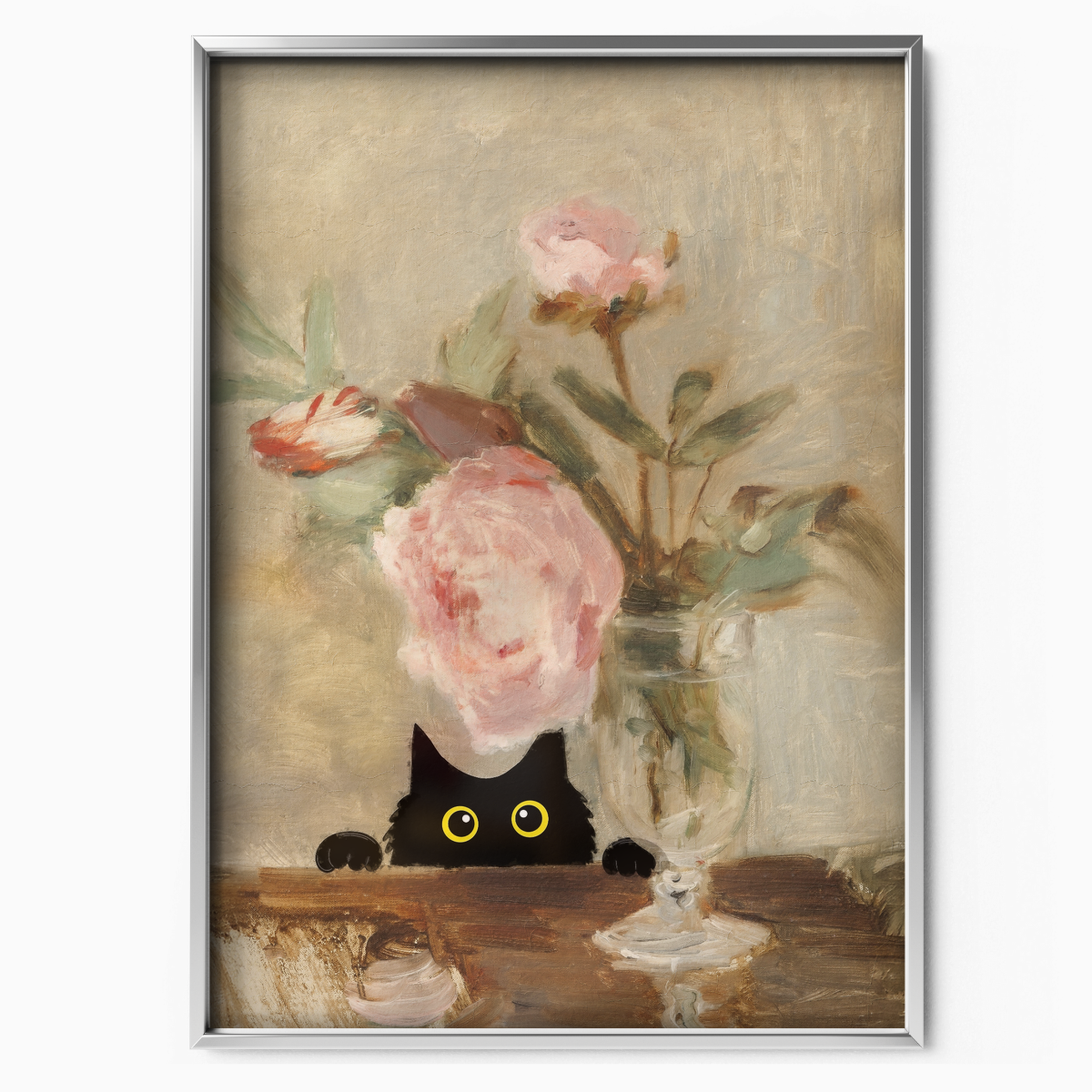 Cat Manet Vase Roses