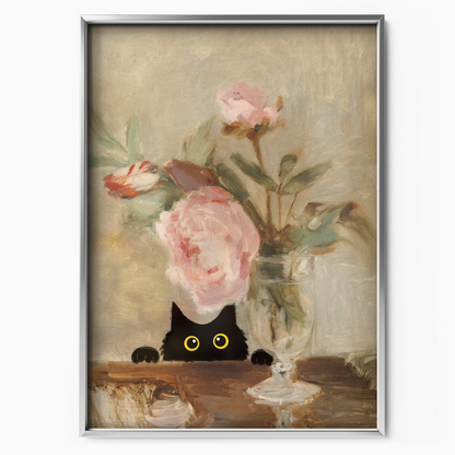 Cat Manet Vase Roses
