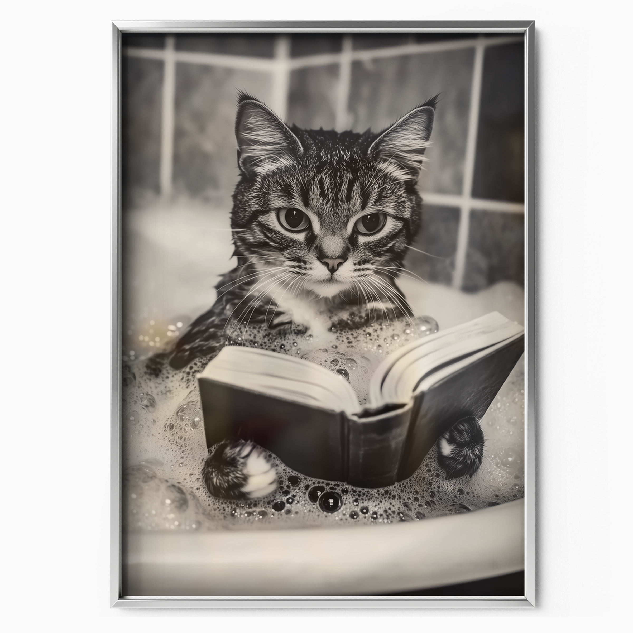 Cozy Cat Bathtub Reading