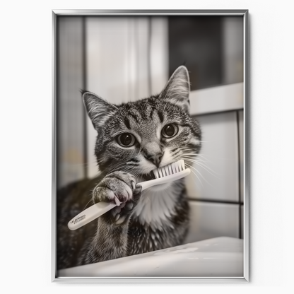 Cozy Cat Toothbrush Time
