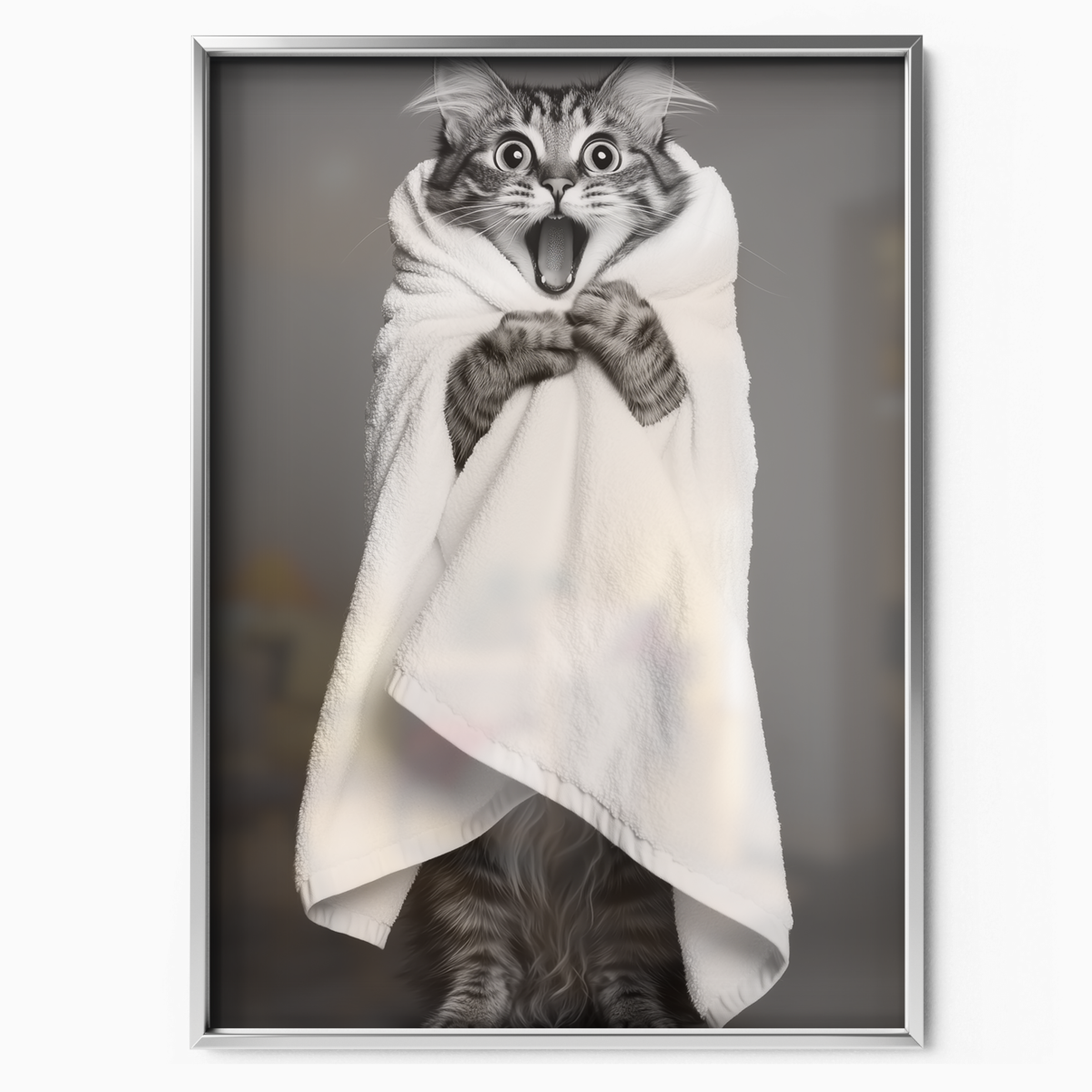 Cozy Cat Wrapped In Towel