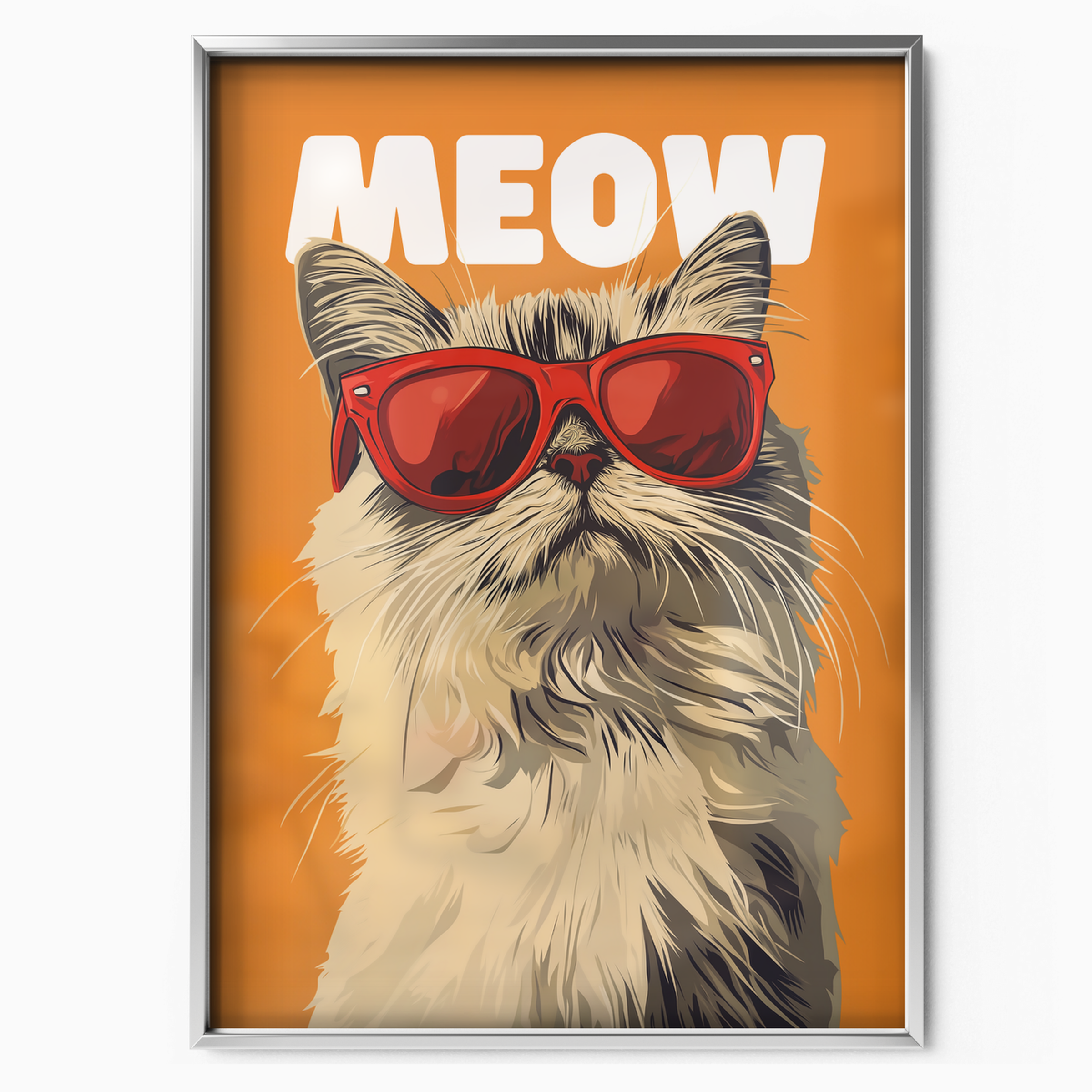 Groovy Cat Red Glass Meow