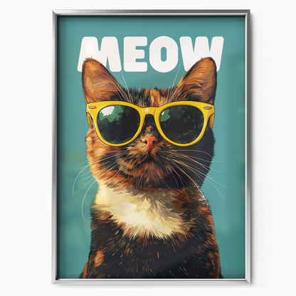 Groovy Cat Yellow Glass Meow