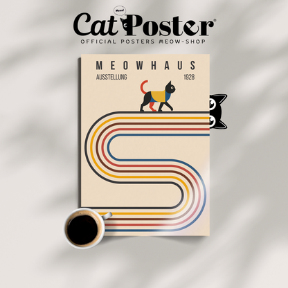 Bauhaus Cat Retro Stripes