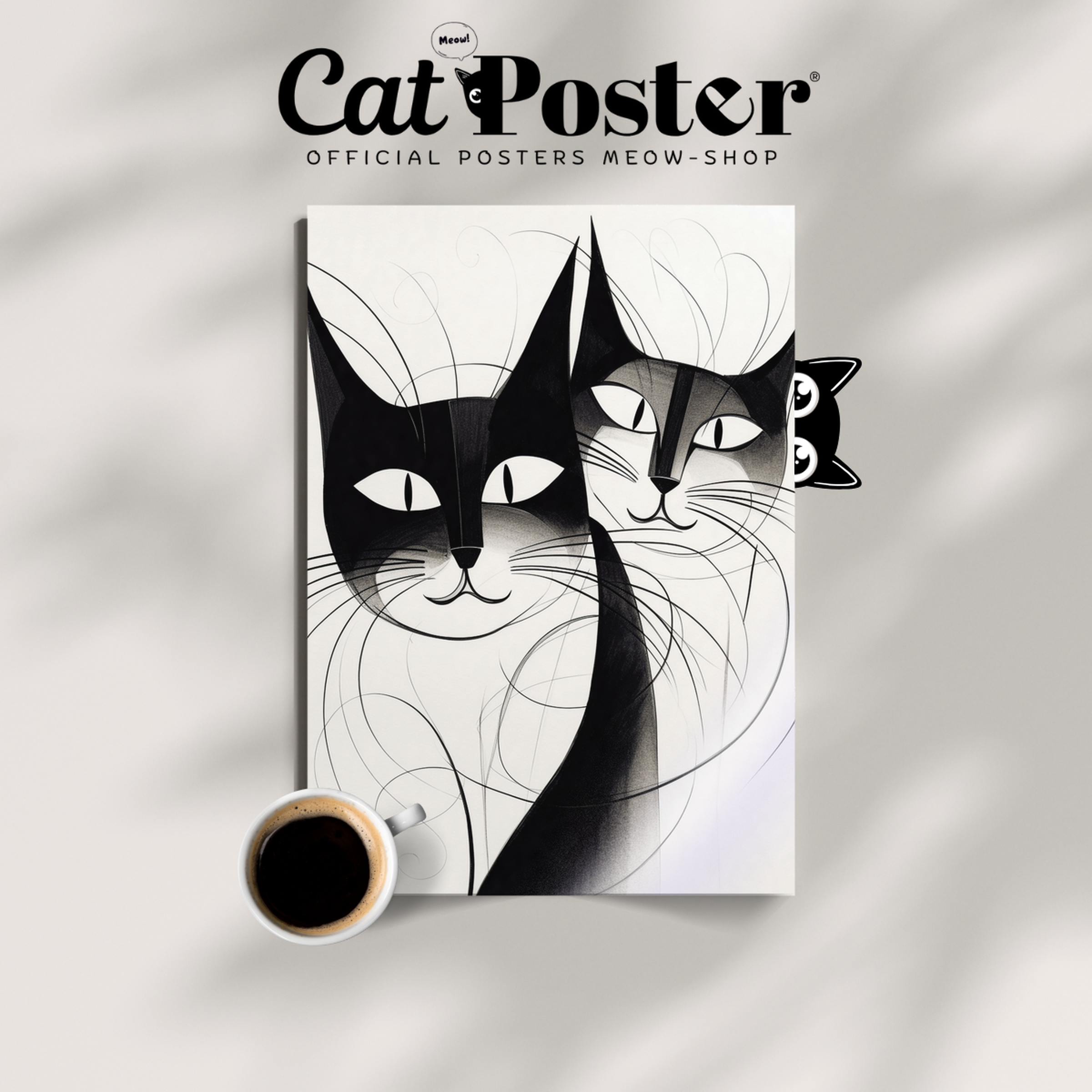 Cat Abstract Lines