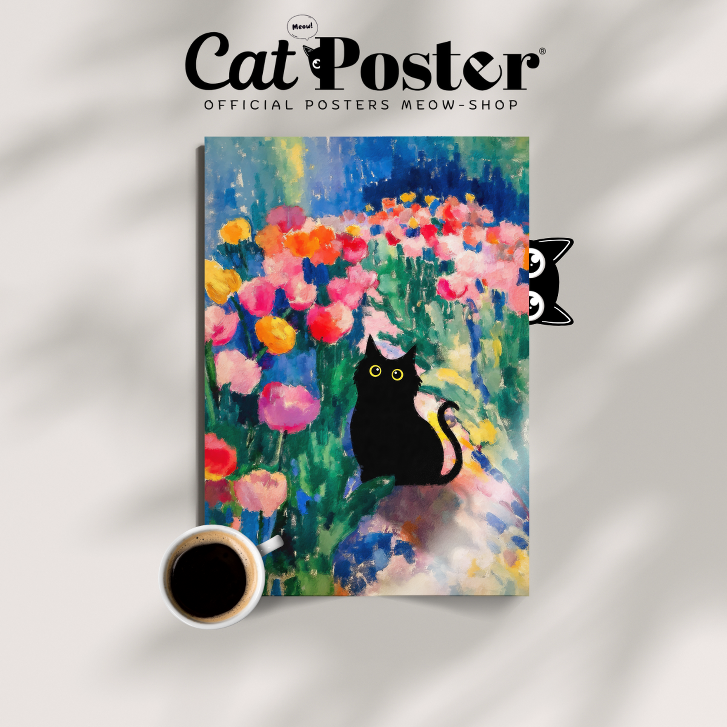 Cat In Monet Tulip Field