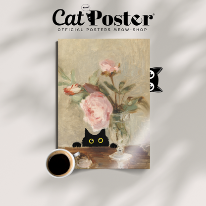 Cat Manet Vase Roses