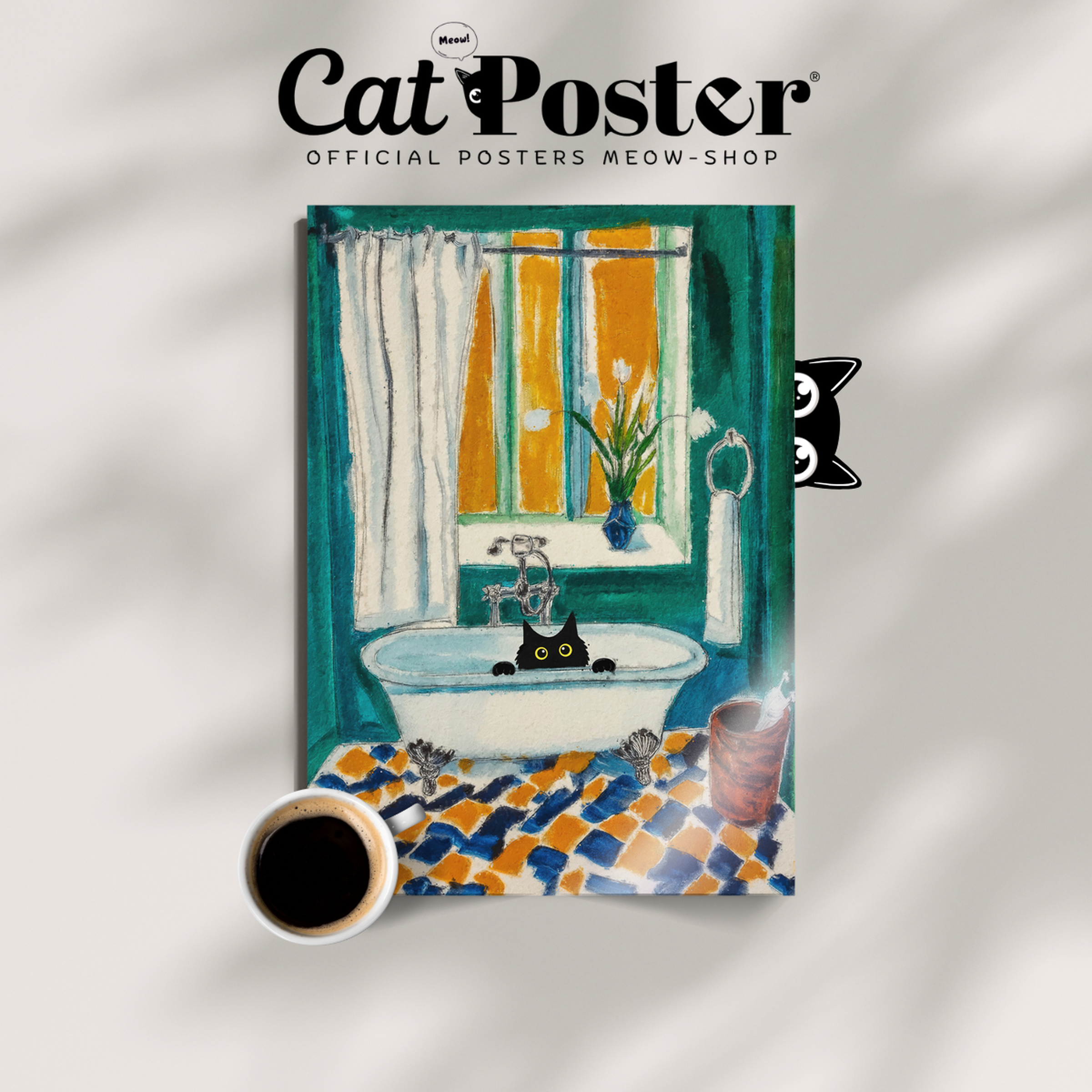 Cat Retro French Bathroom