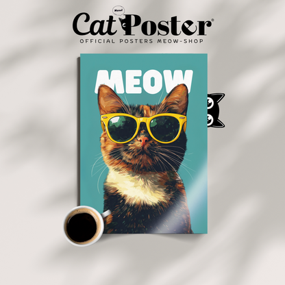 Groovy Cat Yellow Glass Meow
