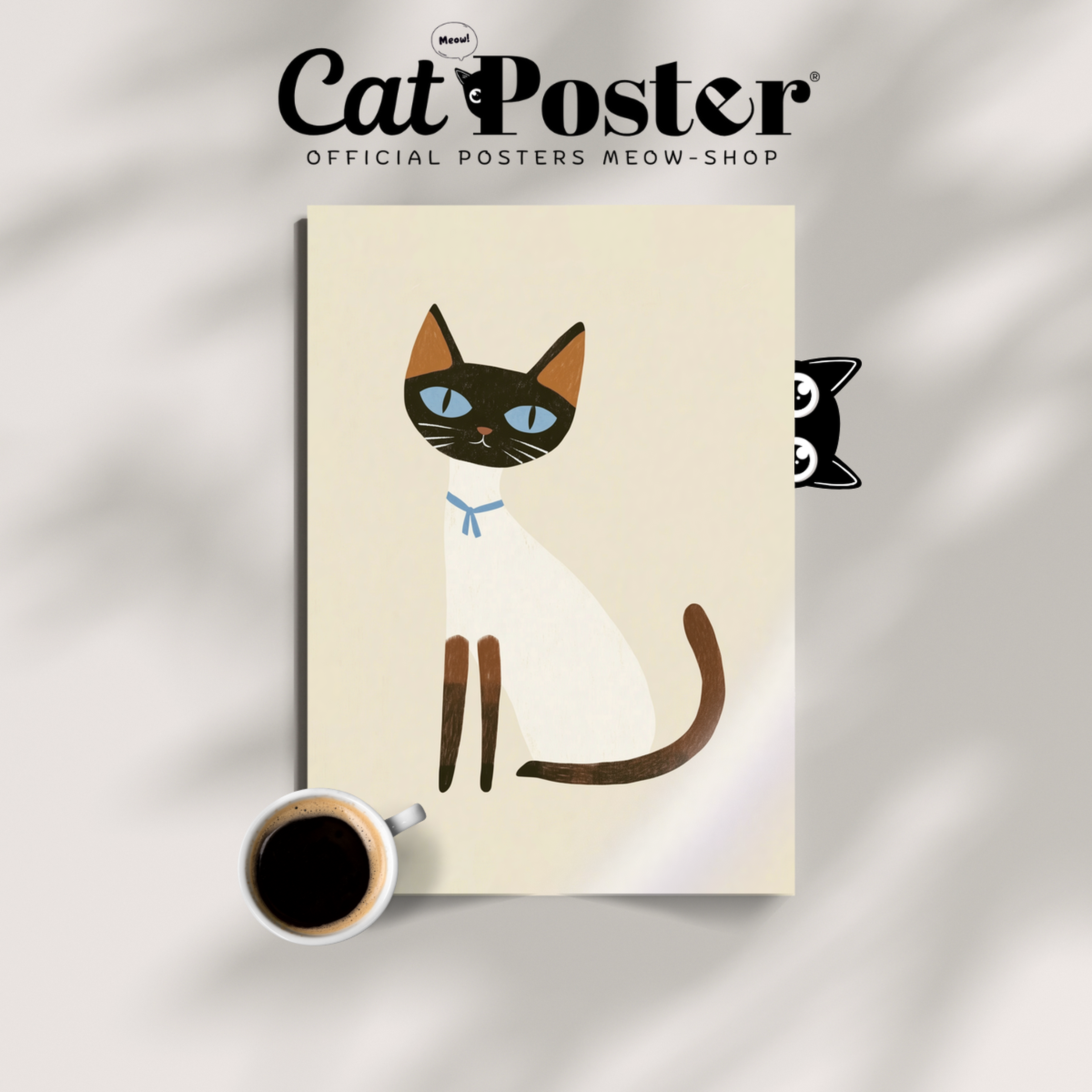 Pop Cat Blue Ribbon