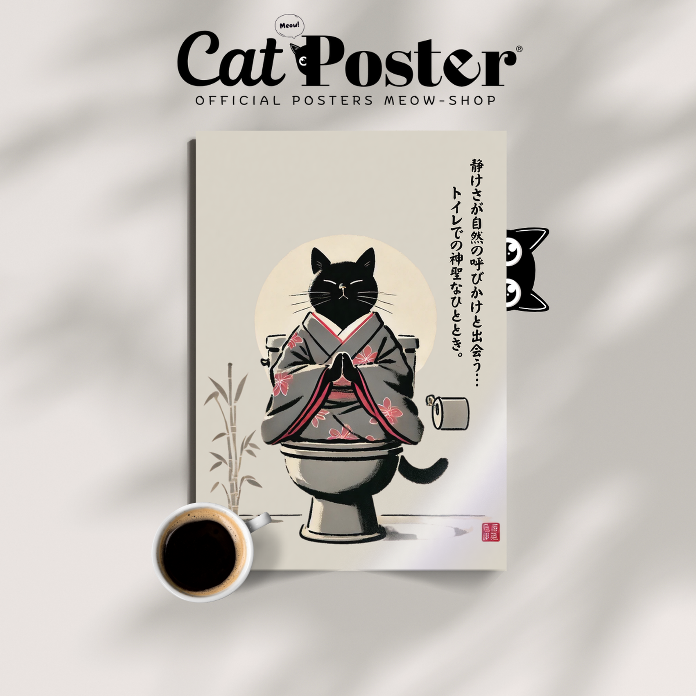 Zen Cat Kimono Red