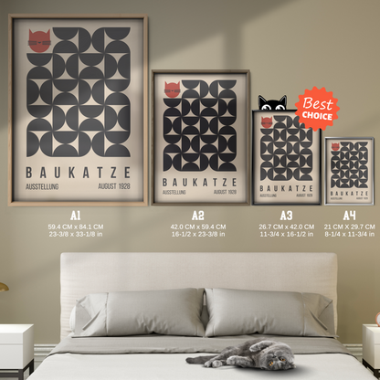 Bauhaus Cat Geometric Poster