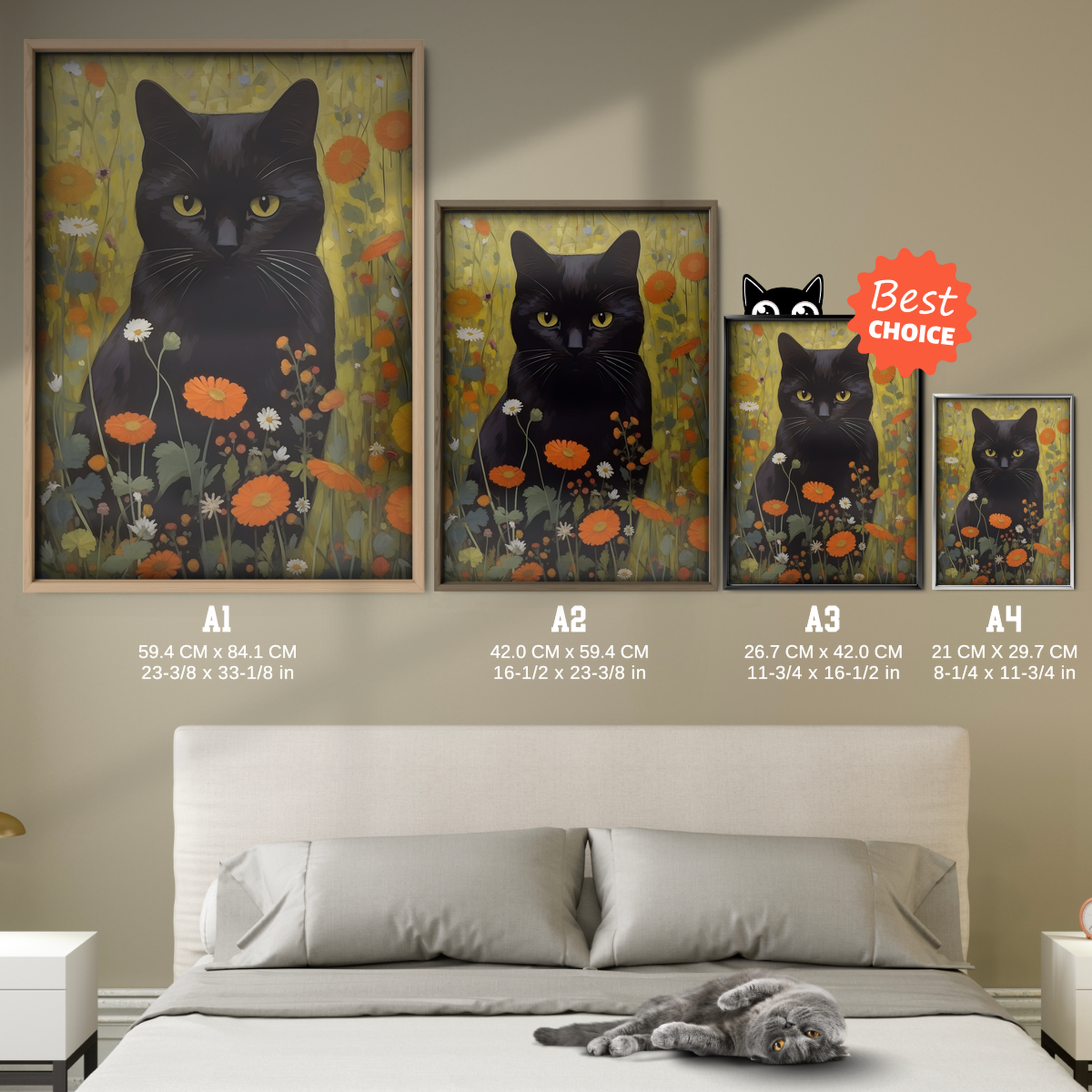 Black Cat In Blooming Field
