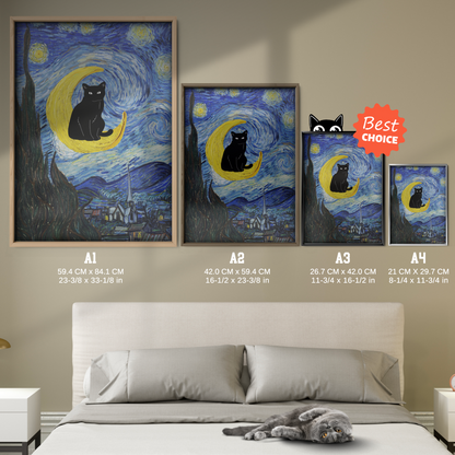 Black Cat X Van Gogh The Starry Night