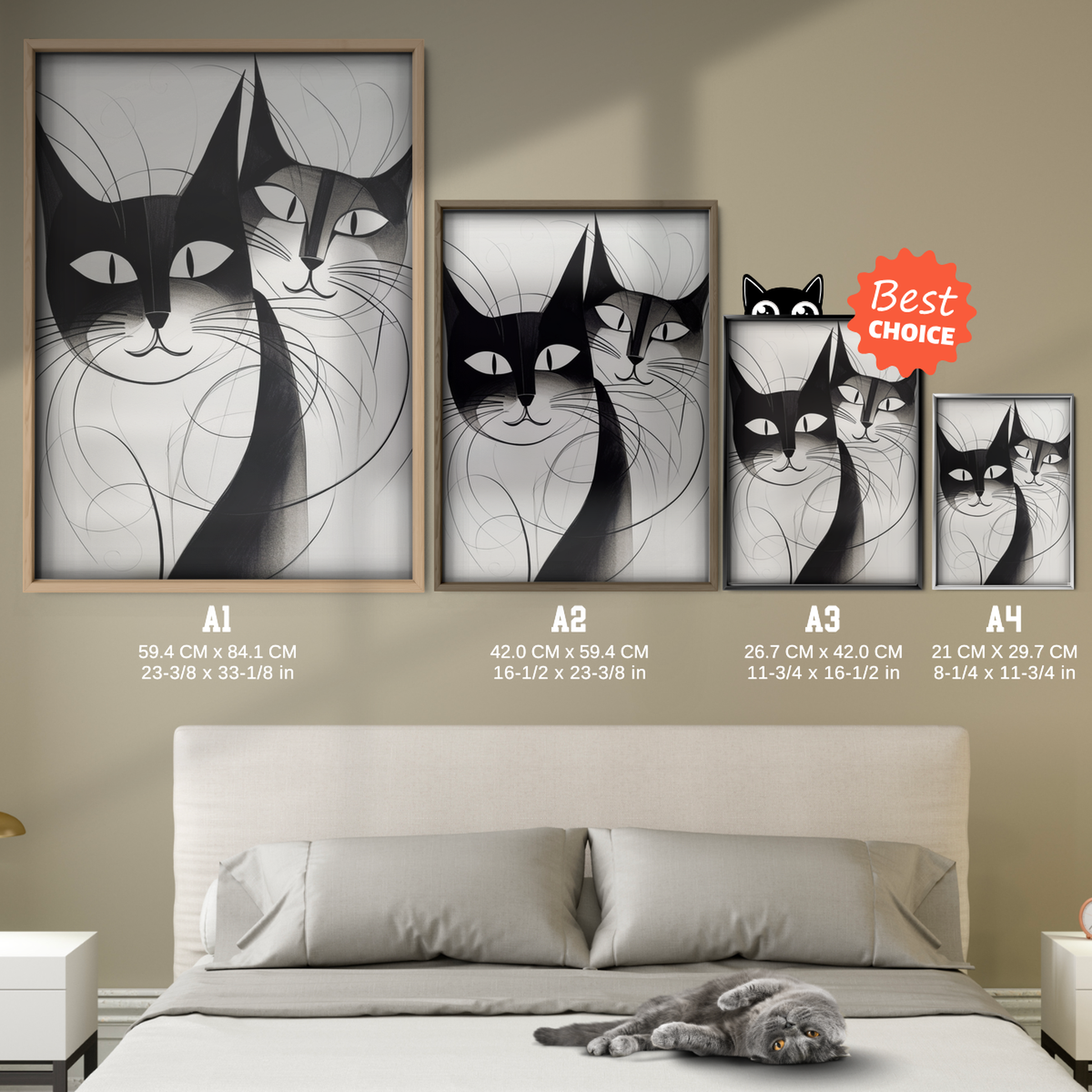 Cat Abstract Lines