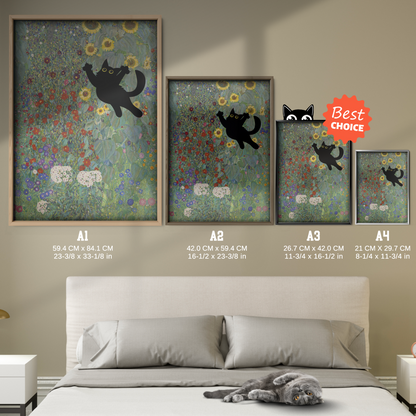 Cat Jump X Klimt Farm Garden With Sunflowers