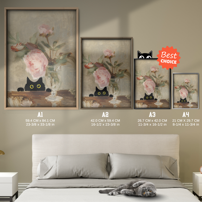 Cat Manet Vase Roses