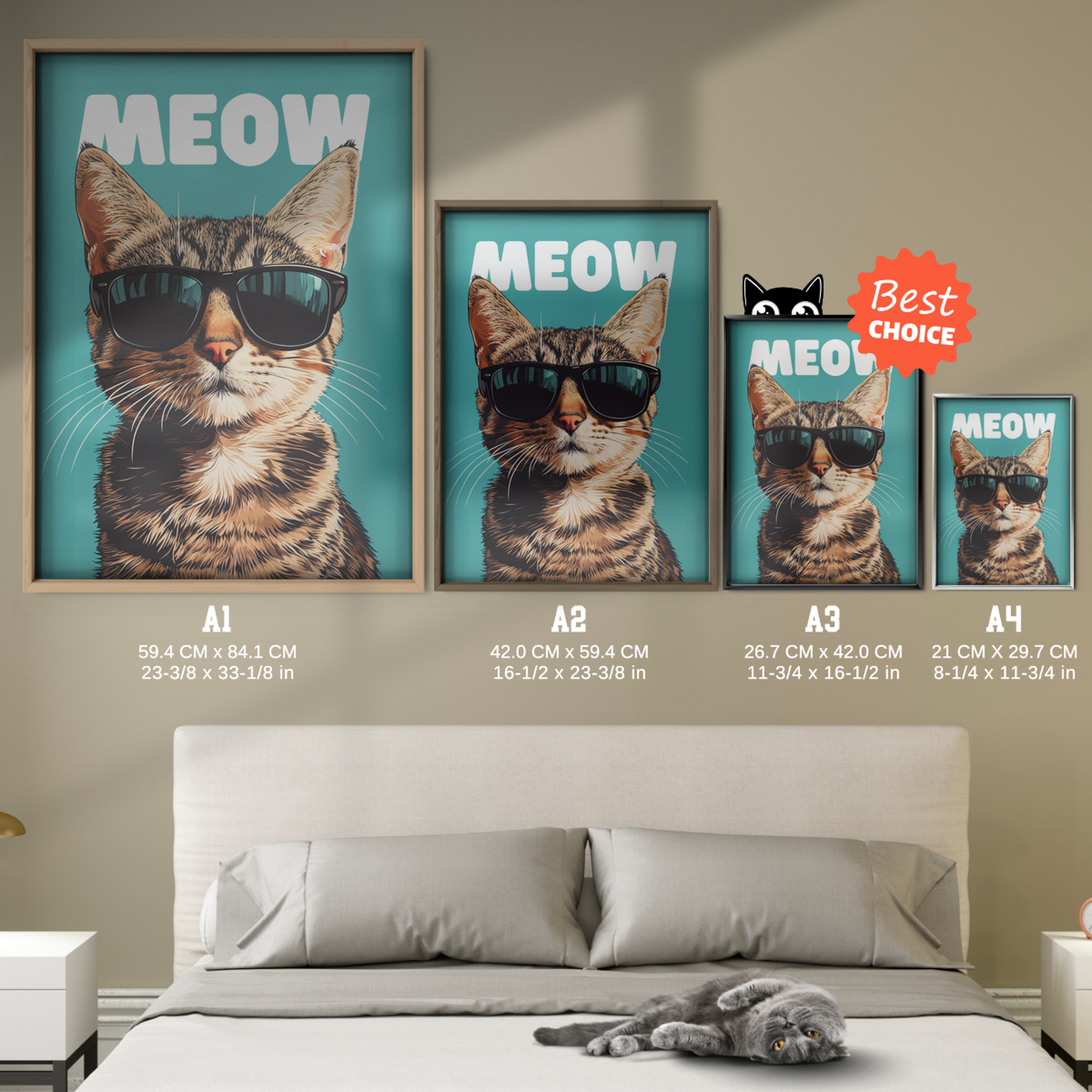 Groovy Cat Black Glass Meow