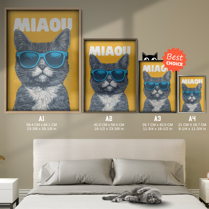 Groovy Cat Blue Glass Miaou
