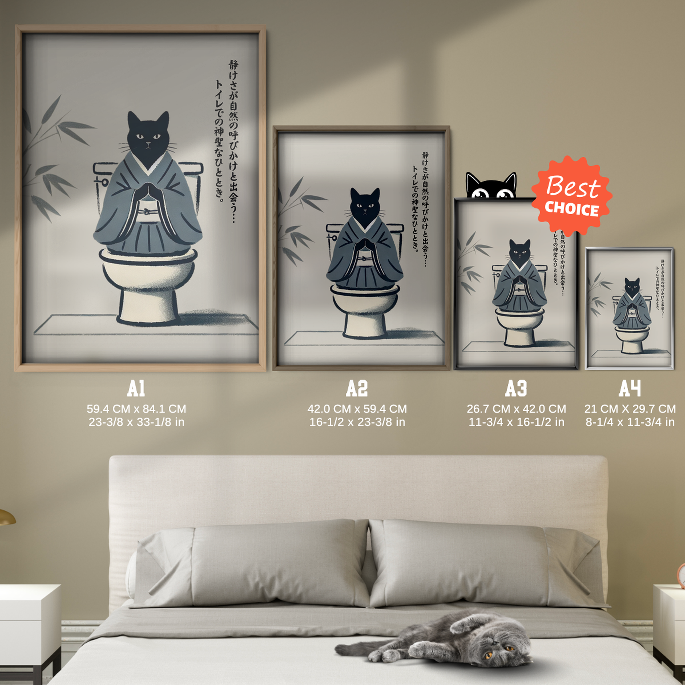 Zen Cat Blue Kimono
