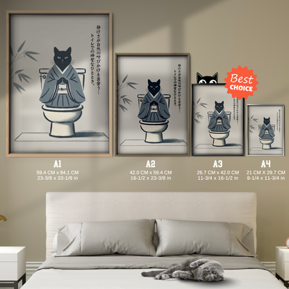 Zen Cat Blue Kimono