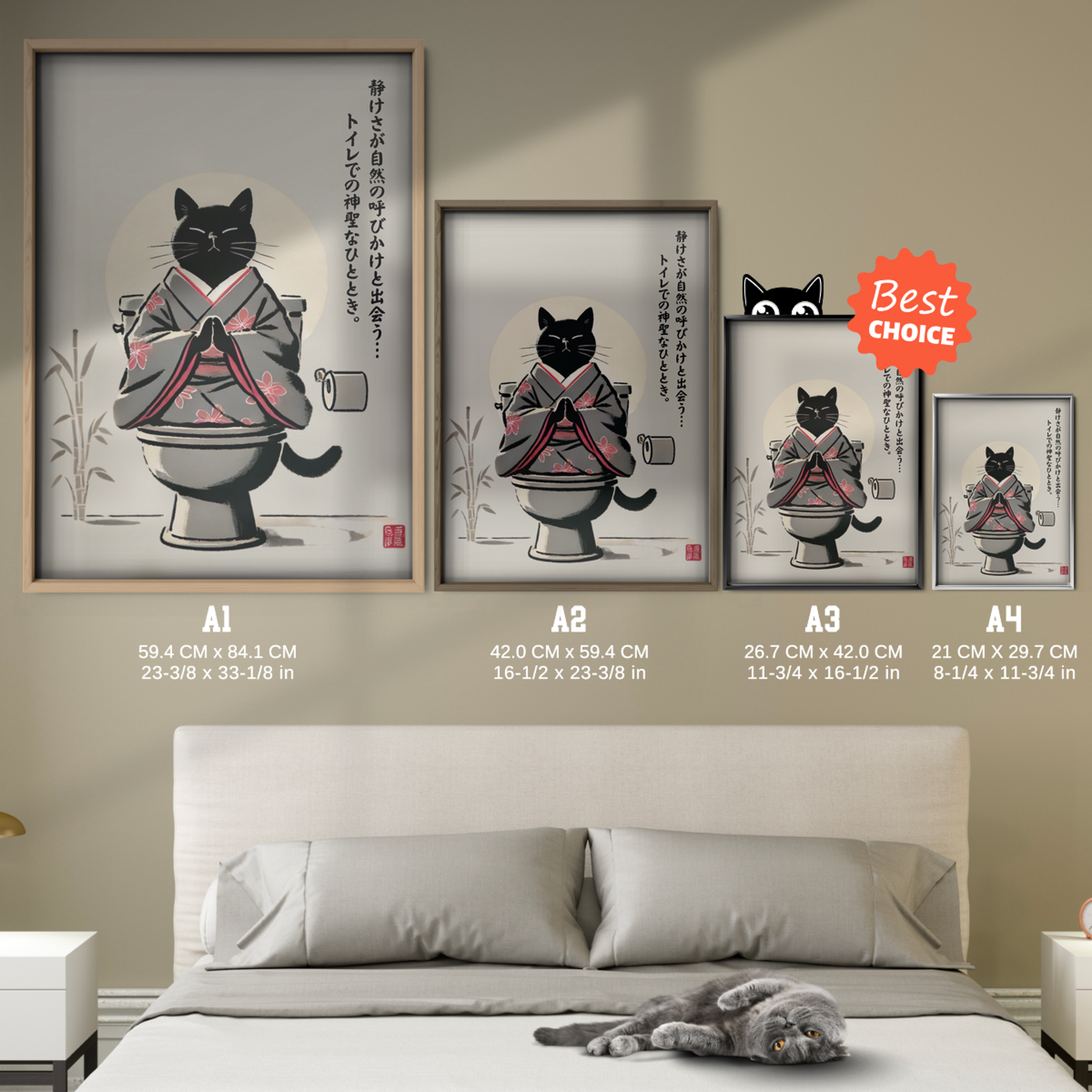 Zen Cat Kimono Red