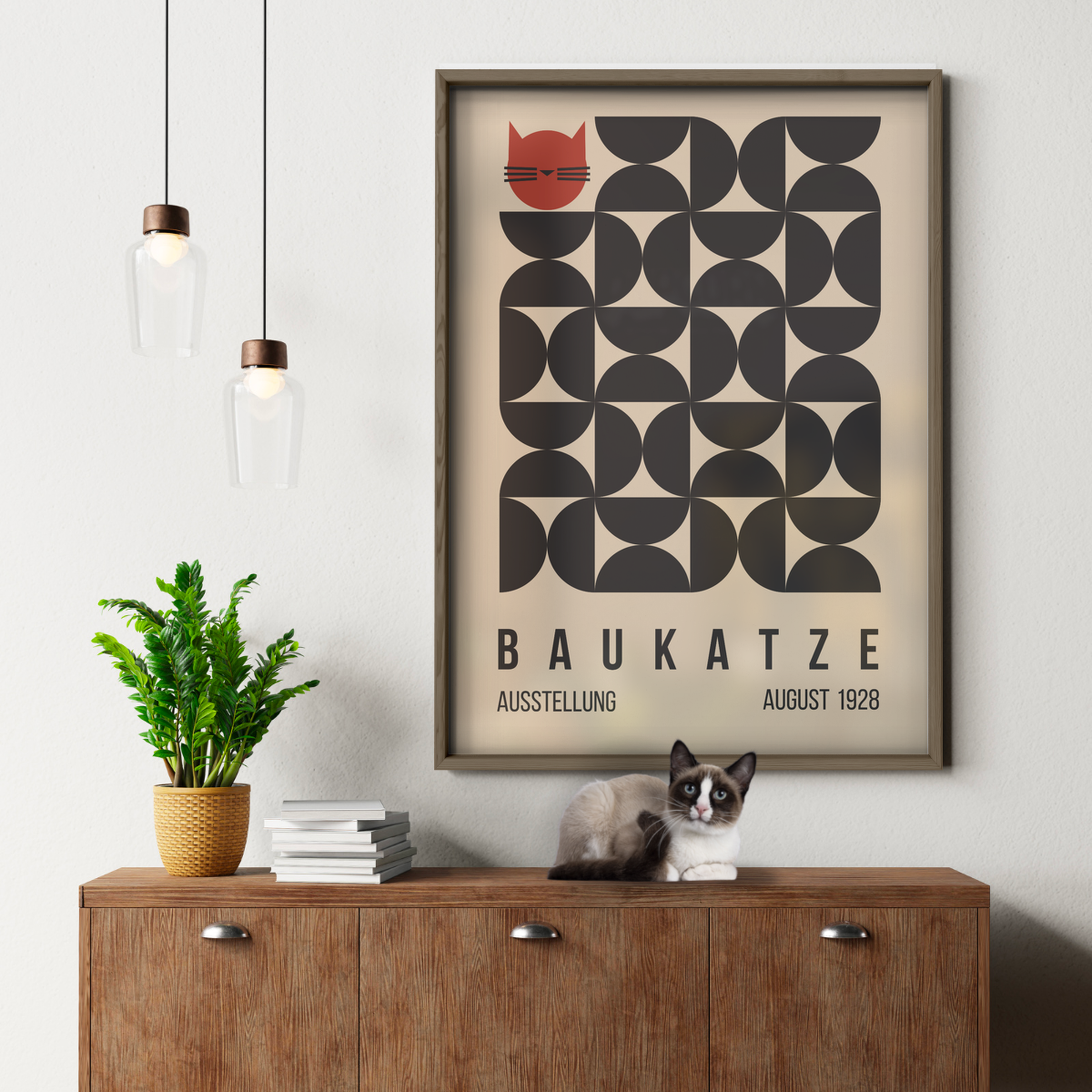Bauhaus Cat Geometric Poster