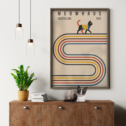 Bauhaus Cat Retro Stripes