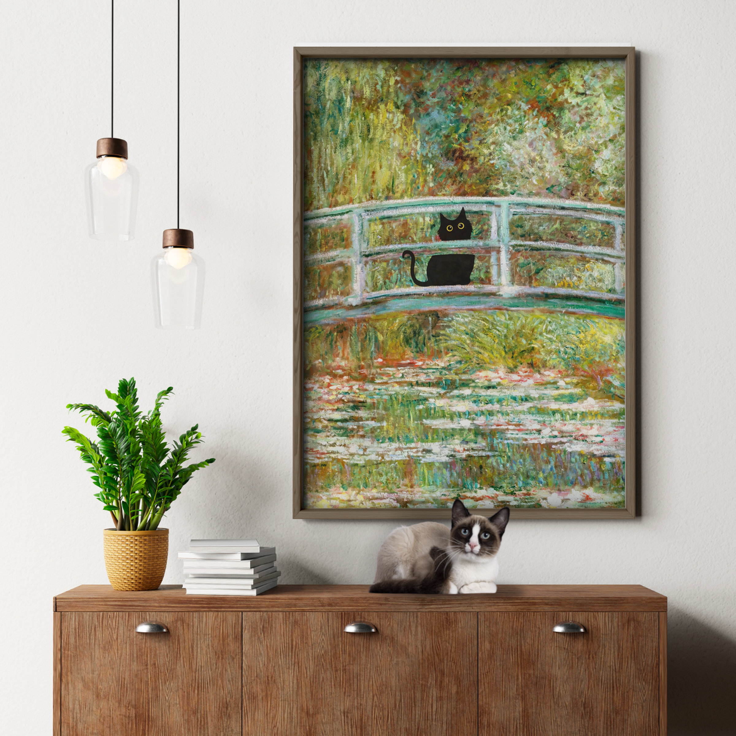 Black Cat On Monet Bridge