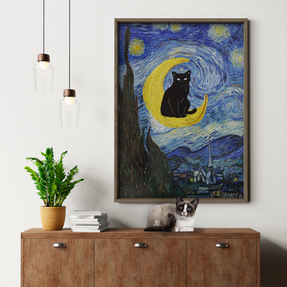 Black Cat X Van Gogh The Starry Night