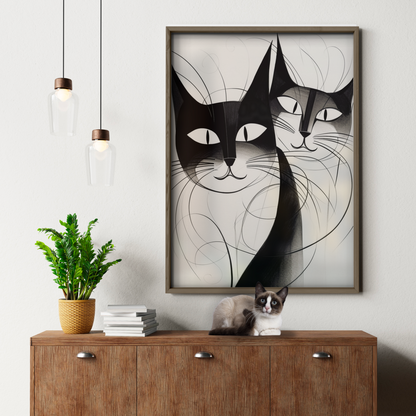 Cat Abstract Lines